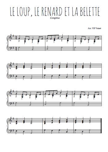 Téléchargez l'arrangement pour piano de la partition de Le loup, le renard et la belette en PDF